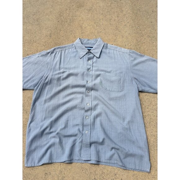Cropped Point Zero Surfer Skater Button Up Short sleeve Shirt Blue - Picture 5 of 8